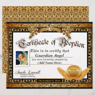 Papier Adopter Angels™ Certificat d'adoption