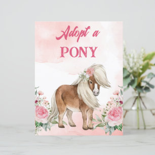 Papier Adopter un poney signe fleurs roses mignonette che