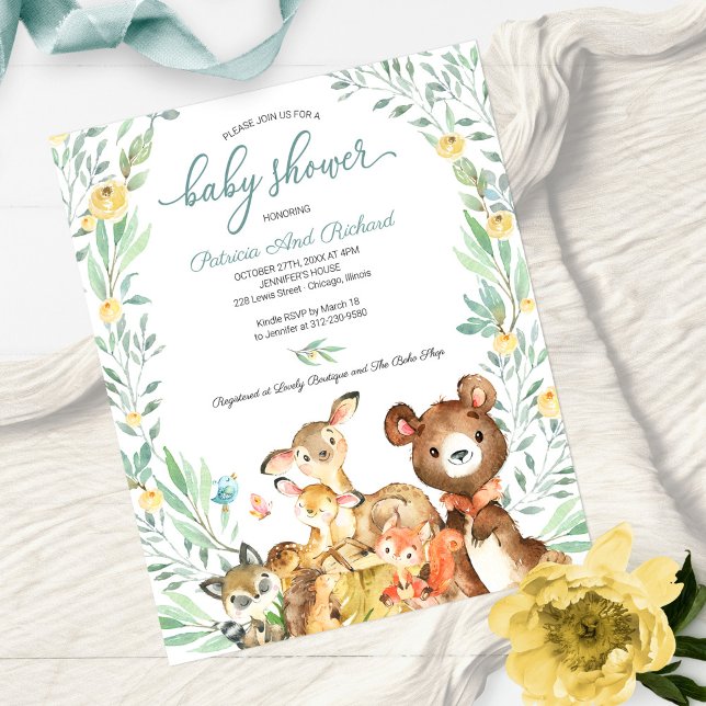Papier Adorable Baby shower de bois Invitation budgétaire (Créateur téléchargé)