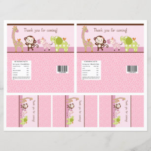Papier Adorable "Jungle Girl" Barre de Bonbons Étiquettes