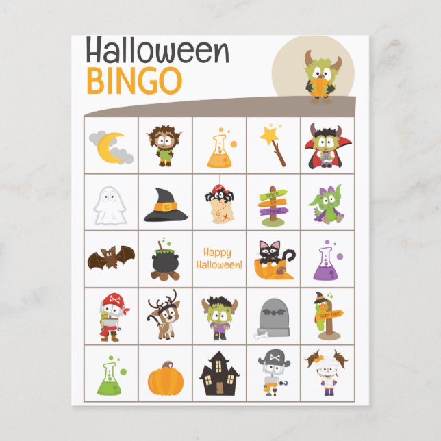 Papier Adorable Monstre & Citrouille Halloween BINGO Boar (Devant)