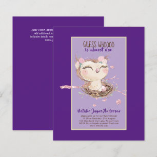 Papier Adorable OWL Baby shower Filles ou garçons Invitat