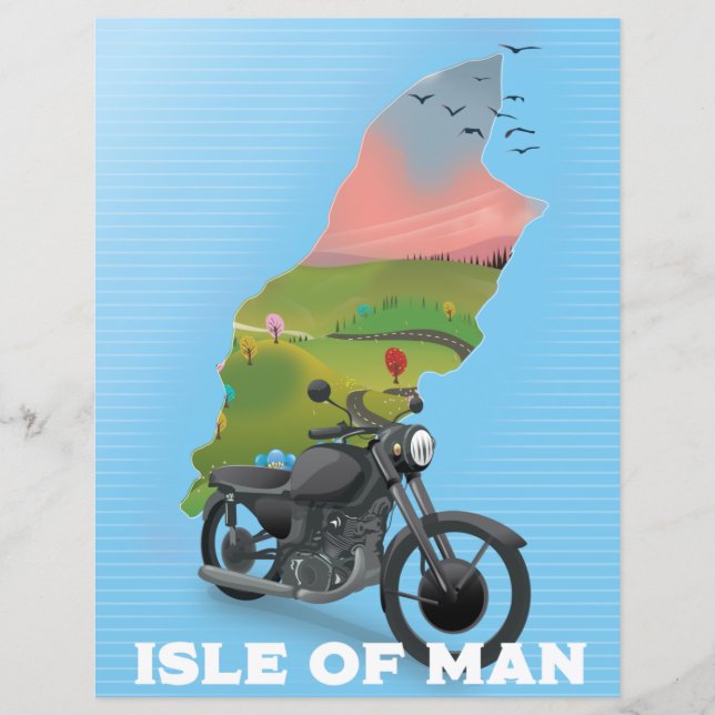 Papier Affiche de voyage en moto de l'île de Man (Devant)