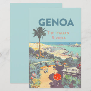 Papier Affiche de voyage vintage de Gênes, Riviera italie