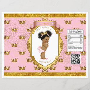 Papier African American Baby Girl Pink Gold Chip Sac