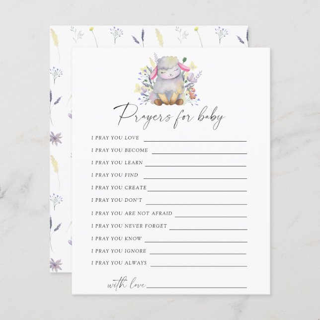 Papier Agneau - Jeu de fête | prières pour le jeu pour bé (Devant / Derrière)