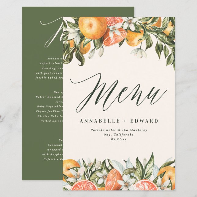 Papier Agritourisme moderne et botanique d'agrumes (Devant / Derrière)