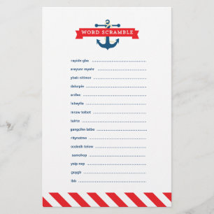 Papier Ahoy ! Baby shower Nautique Jeu de course de mot