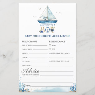 Papier Ahoy Nautique C'est un Garçon Prédictions Baby Con