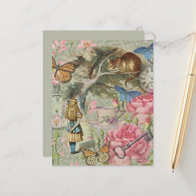 Papier Alice Cheshire Chat Wonderland Tree Garden (Devant/Arrière en situation)