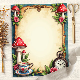Papier Alice Wonderland Champhrooms Teachup Scrapbook Pap