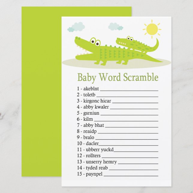 Papier Alligator Baby jeu de brouillage de mot (Devant / Derrière)