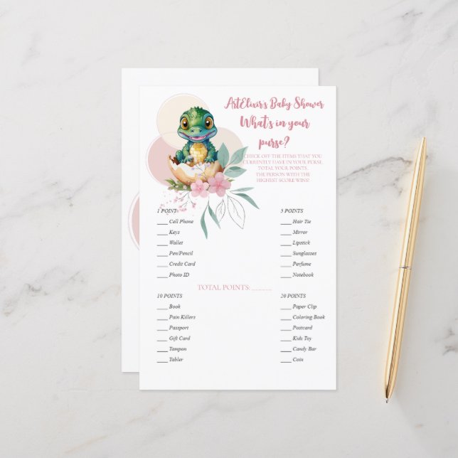 Papier Alligator Bébé Hatching Floral Purse Jeu (Devant/Arrière en situation)