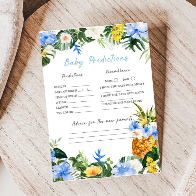Papier Aloha Pineapple Baby Shower Baby Predictions Game (Aloha Baby Baby Shower Game)