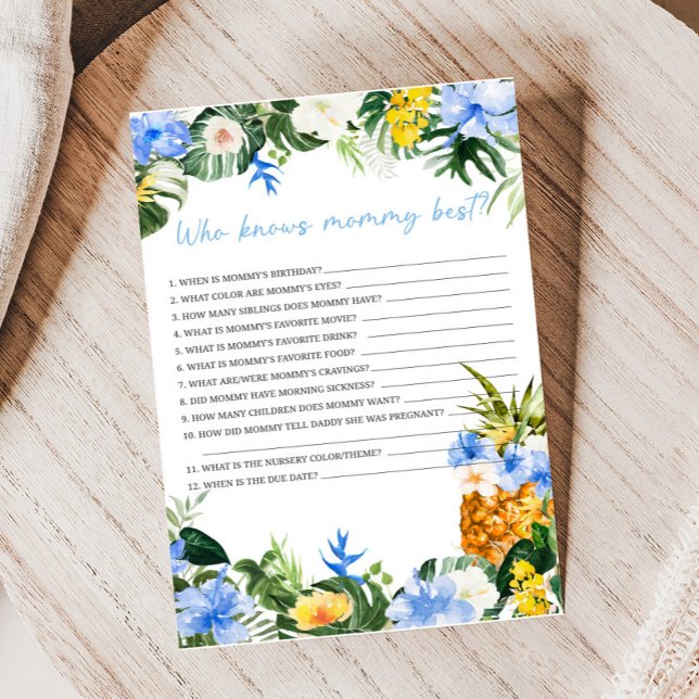 Papier Aloha Pineapple Baby Shower Who Knows Mommy Game (Aloha Baby Baby Shower Game)