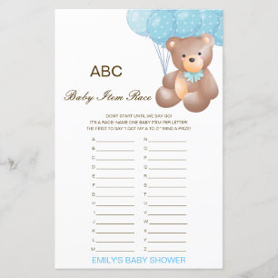 Papier Alphabet Baby Item Baby shower Jeu IMPRIMÉ