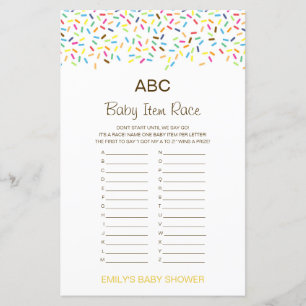 Papier Alphabet Baby Item Baby shower Jeu IMPRIMÉ