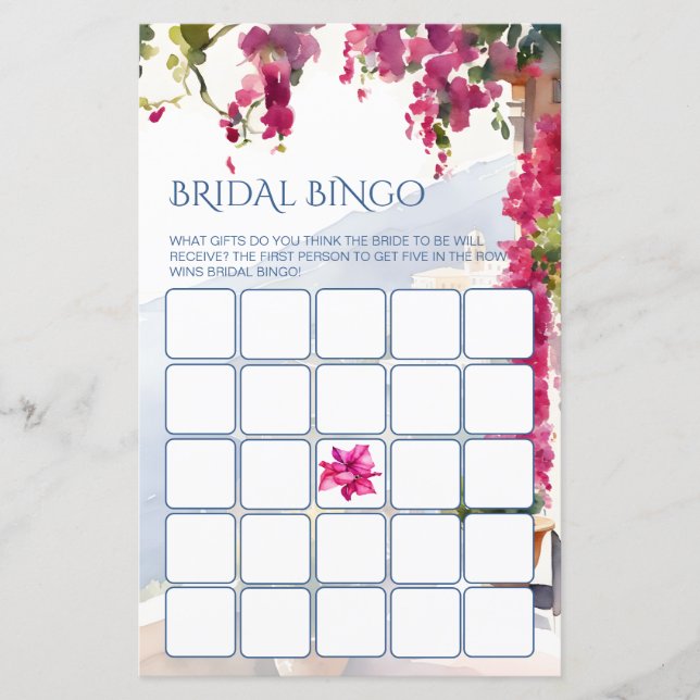 Papier Amalfi Côte Italienne nuptiale jeux de bingo (Devant)