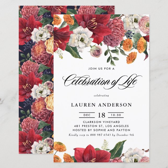 Papier Amaryllis botanique et mamans Célébration de la vi (Devant / Derrière)