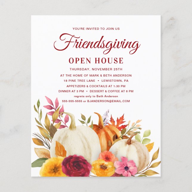PAPIER AMIS DONNER OUVERT HOUSE CITROUILLE BUDGET INVITAT (Devant)