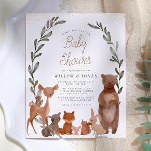 Papier Amis mignons de la forêt et douche de bébé budgéta