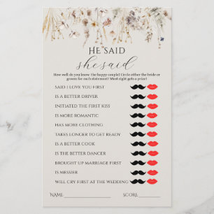 Papier Amour en fleur Fleur sauvage Rustic Bridal Jeu