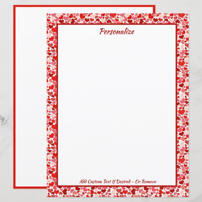 Papier Amour romantique Coeurs rouges roses Saint-Valenti (Devant / Derrière)