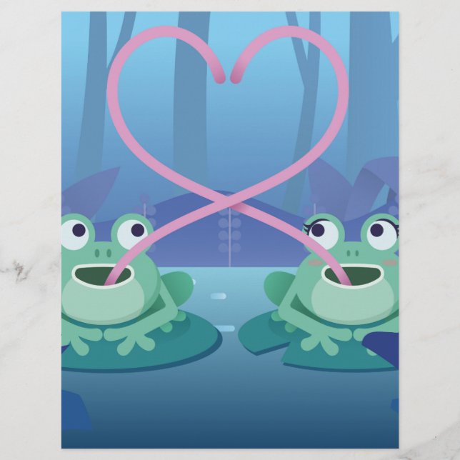 Papier amoureux de grenouille du jour des valentines (Devant)