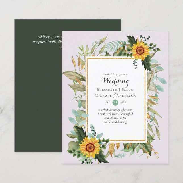 Papier Amoureux de la nature Mariage Foral Verdure Rustiq (Devant / Derrière)