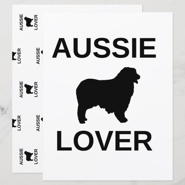 Papier amoureux du berger australien à double face  (Devant / Derrière)