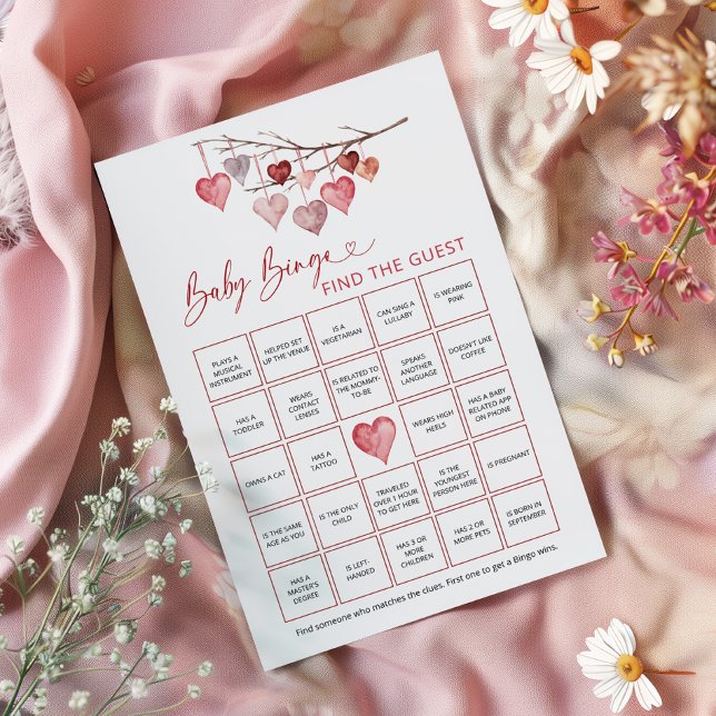 Papier Amoureux Valentines Bébé Bingo Trouvez L'Invité (Créateur téléchargé)