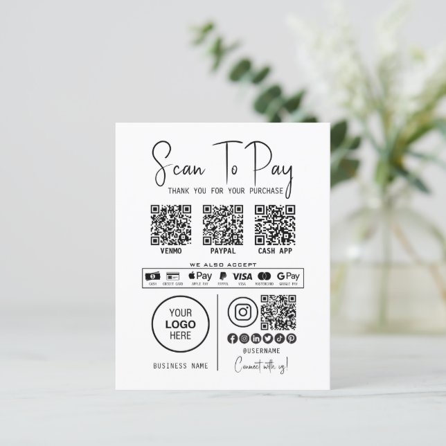Papier Analyser Pour Payer Entreprise Qr Code Paiement Mo (Debout devant)