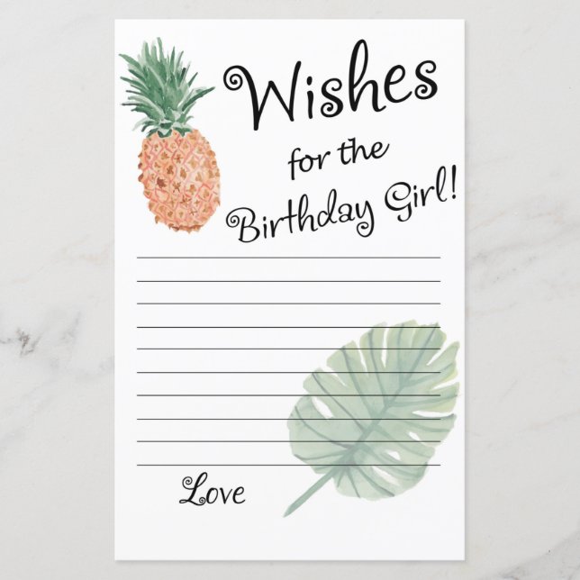 Papier ananas Voeux pour la fille d'anniversaire (Devant)