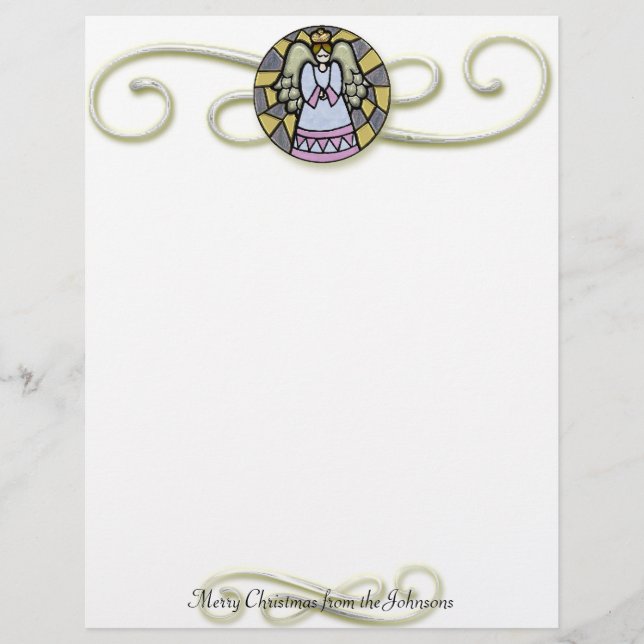 Papier Ange de Noël à l'aspect vitrail à l'ancienne (Devant)