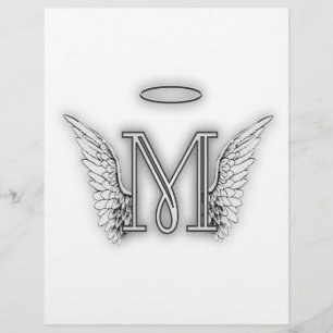 Papier Angel Alphabet M Lettre initiale Ailes Halo