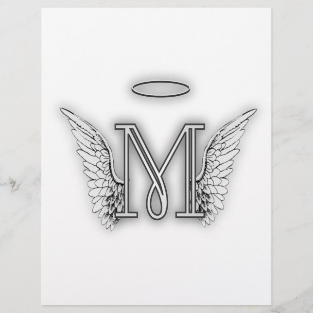 Papier Angel Alphabet M Lettre initiale Ailes Halo (Devant)