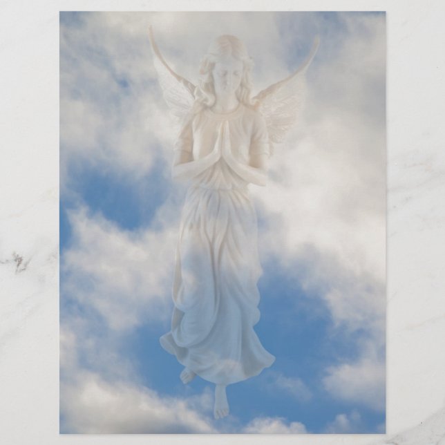 Papier Angel dans le ciel bleu ciel nuageux par amour gué (Devant)