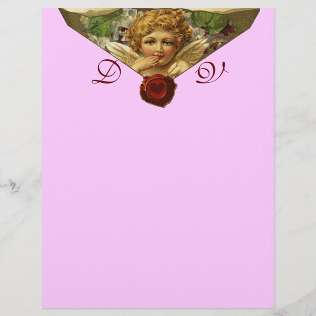 Papier ANGEL HEART WAX SEAL Monogramme rose (Devant)