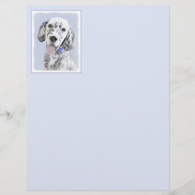 Papier Anglais Setter Blue Belton Peinture Chien Art (Devant)