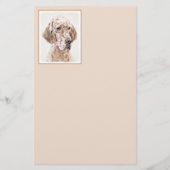 Papier Anglais Setter Orange Belton Peinture Chien Art (Devant)