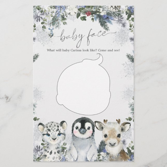 Papier Animal Arctique Hiver Onederland Baby Face Jeu (Devant)