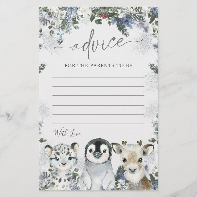 Papier Animal de l'Arctique Hiver Onederland Baby shower  (Devant)