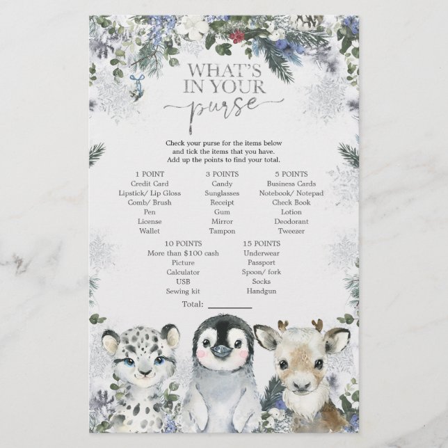 Papier Animal de l'Arctique hiver Onederland Douche sac (Devant)