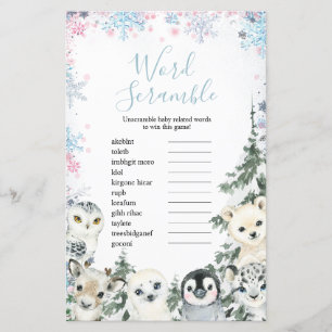 Papier Animal d'hiver Sexe Révéler Mot Scramble