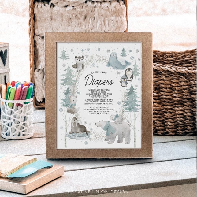 Papier Animaux arctiques Baby shower Diapeurs nocturnes t (Créateur téléchargé)