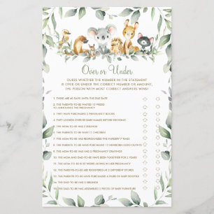 Papier Animaux australiens Baby shower au-dessus ou au-de
