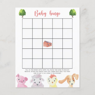Papier Animaux de ferme - Baby shower de bingo