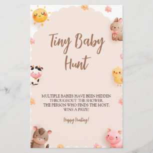 Papier Animaux de ferme Baby shower Minuscule jeu de chas