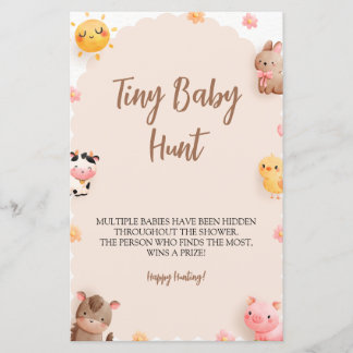Papier Animaux de ferme Baby shower Minuscule jeu de chas