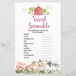 Papier Animaux de ferme Barnyard Word Scramble